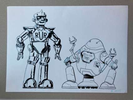 Albert Monteys | Dibujo Original de Albert Monteys, Robots | Yojimbo Cómics