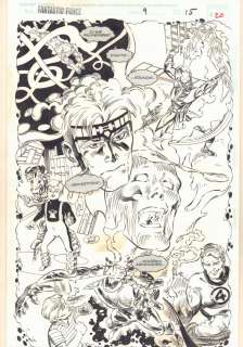 Geof Isherwood, Sam de La Rosa - Fantastic force #9 p. 20 - psi-lord (franklin richards) origin splash - human torch - 1995 signed