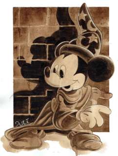 Guti, Coffee Artist | The Sorcerer’s Apprentice - Original Coffee Painting - Guti Signed - Original Coffee Art | Catawiki