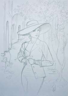 Paturaud, Laurent | Paturaud, Laurent - Dessin original - La Mystérieuse femme au chapeau | Catawiki