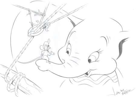Jaume Esteve, Disney Artist | Dumbo & Timothy "Backstage" - Original Dumbo Drawing - Signed by Jaume Esteve - Pencil Art | Catawiki