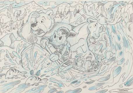 Julian Jordan | Ducktales - Scrooge - "The Wild River"- Signed Sketch by Julian Jordan - 30 x 21 cm A4 | Catawiki