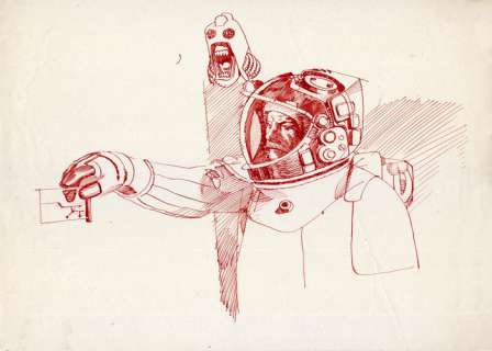 Aldo Capitanio - Aldo Capitanio - rara illustrazione originale di fantascienza - cm 30x21