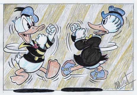 Millet | Donald Duck & Gladstone Gander - "Fighting Arguments" - Signed Original Sketch by Millet | Catawiki