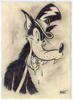 Xavi (Xavier Vives Mateu) | Hungry Big Bad Wolf - Signed Original sketch by Xavi - (2019) | Catawiki