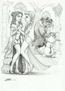Cera | Cera - Original drawing - sexy girl - Beauty and the Beast - Frozen | Catawiki
