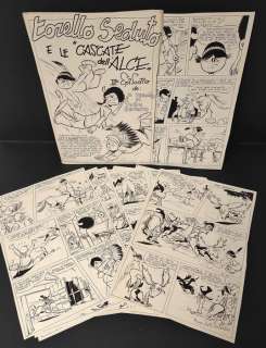 Mario Fantoni | Torello Seduto - Mario Fantoni - storia completa 13x tavole originali - Anni ’50 - Page volante - Exemplaire unique | Catawiki
