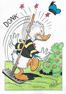 Millet | Donald Duck - The unfortunate rake - Signed Original Drawing by Millet | Catawiki
