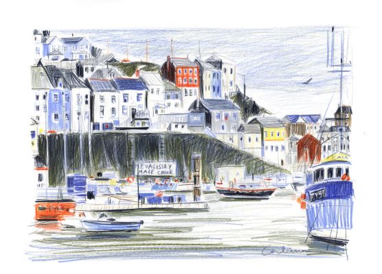 Dominique Corbasson | Evagissey England - Crayons de couleur sur papier | Huberty Breyne Gallery
