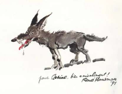 Hausman. Dessin original dédicacé Loup | BDEnchères