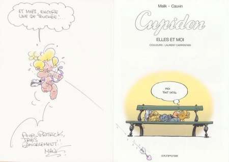 Malik. Dessin original dédicacé Cupidon | BDEnchères