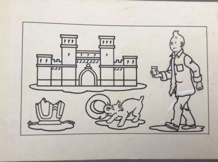 Studios Hergé | Tintin - Dessin original Studios Hergé - Page d’ album à colorier - Encre de Chine et retouches encre blanche | Catawiki