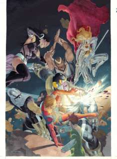Esad Ribic - eternals #6 painted art cover- la - eternals vs. Thanos action - 2021 signed