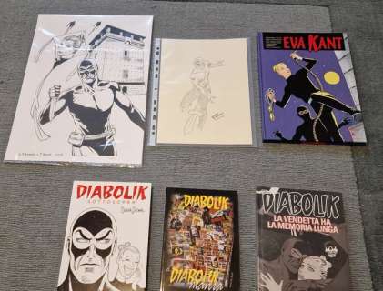 Di Bernardo, Brandi, Angela E Luciana Giussani | Diabolik - sketch originale (Di Bernardo) + stampa + 4x volumi - Cartonné - Éditions mixtes (voir description) - (1997/2014) | Catawiki