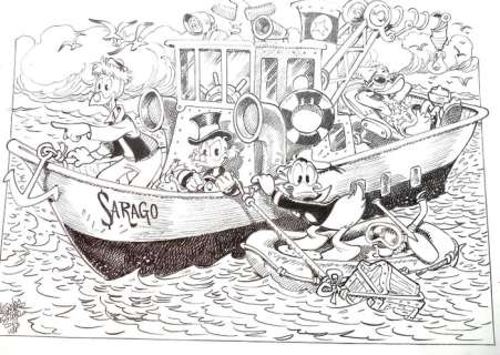 Alessandro Gottardo | Uncle Scrooge - "Un forziere dal mare" - Signed Original Inked Drawing by Alessandro Gottardo - (2021) | Catawiki