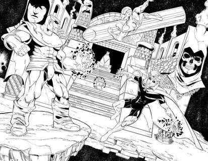 Mark McKenna | Thanos, The Silver Surfer 22x17 inches -A2 - Encré- Mark McKenna - Thanos VS Silver Surfer and Adam Warlock - Page volante - Exemplaire unique - (2013) | Catawiki