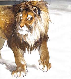 Frank Pé | Le Lion, dessin original très très grand format à l’aquarelle et à l’acrylique. | Septimus