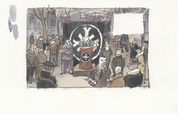 Juanjo Guarnido | Blacksad, Tome 2, Artic-Nation, Recherche de case, case n°1 planche 5 | Galerie 9ème Art