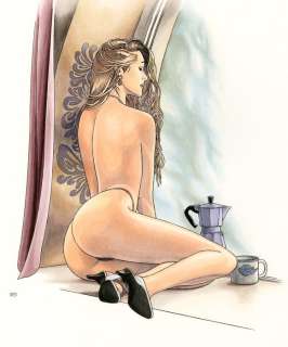 Lounis Chabane | Portfolio Coffee Dawn - illustration originale en couleur de Lounis Chabane 33 x 26cm | Catawiki