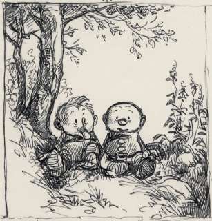 Dulieu, Jean | Dulieu, Jean - Originele schetstekening - Paulus de Boskabouter en Pieter in het bos - (1977) | Catawiki