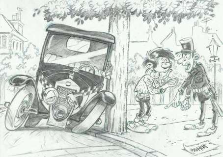 Bernat, Serrat | Bernat, Serrat - Original drawing - Tribute to Franquin | Catawiki