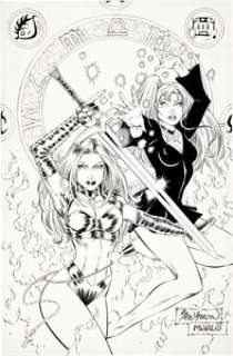 John Stinsman and Marlo Alquiza Avengelyne #7 Cover Original Art (Maximum Press, 1996). This smokin‘ hot -