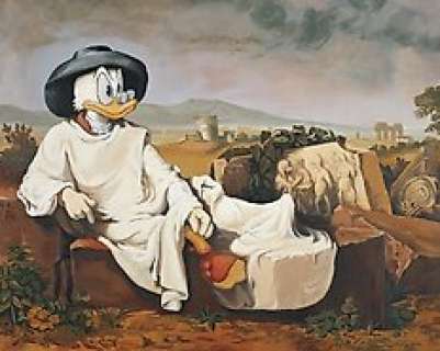 Rüdiger Stanko | Donald Duck - J.W.H. Tischbein, Goethe in der römischen Campagna - 96x120 cm - oak-framed tour exhibit since 1986 - (1986) | Catawiki