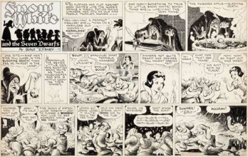 Hank Porter Snow White and the Seven Dwarfs Sunday Comic Strip Original Art dated 3-13-38 (Walt Disney -