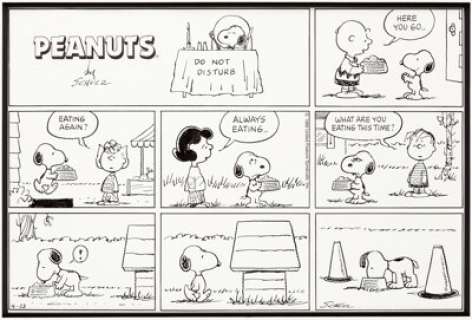Charles Schulz Peanuts Snoopy Sunday Comic Strip Original Art dated 4-23-89 (United Feature Syndicate, 1989). - | Heritage