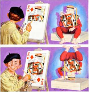 Norman Mingo MAD #211 Cover Original Art (EC, 1979). Painter Alfred E. Neuman has found the perfect playing card -