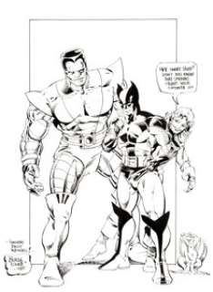 Jackson Guice Colossus, Wolverine, Kitty Pryde, and Lockheed Specialty Illustration Original Art (1983). Kitty -