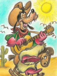 Joan Vizcarra | Goofy’s Musical Adventure: Boots, Beats, and a Wild Ride! - Original Drawing - Joan Vizcarra - Pencil Art - Original Artwork | Catawiki