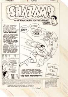 C. C. Beck Shazam #5 Complete 8-Page Story "The Man Who Wasn‘t" Original Art Group (DC, 1973). -
