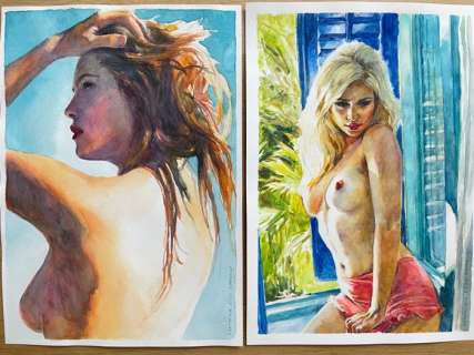 Kateryna Trotsenko | Kateryna Trotsenko (Concordia) - 2 Original pieces - Signed- Size: 21 x 30 cm - (2022) | Catawiki