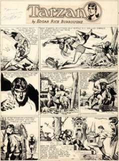 Burne Hogarth Tarzan Sunday Comic Strip #930 Original Art dated 1-2-49 (United Feature Syndicate, 1949). There -