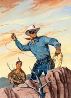 Hank Hartman The Lone Ranger #73 Cover Painting Original Art (Dell, 1954). The Lone Ranger looks like he‘s -