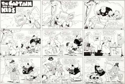 Rudolph Dirks and John Dirks The Captain and the Kids Sunday Comic Strip Original Art dated 3-14-48 (United -