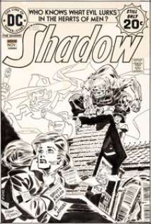 Frank Robbins The Shadow #7 Cover Original Art (DC, 1974). This is the cover as originally drawn. For the -
