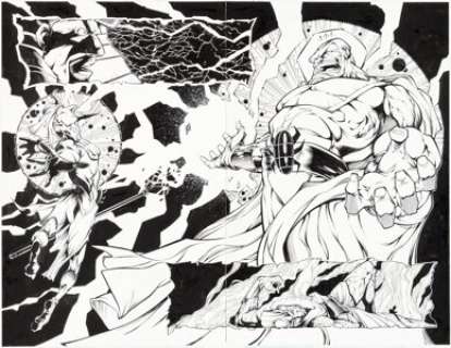 Adam Pollina and Mark Morales The Rise of Apocalypse #4 Splash Page 17 and 18 Original Art (Marvel, 1997). -