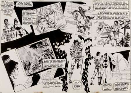 Mike Grell Starslayer #2 Double Page Spread 8-9 Original Art (Pacific, 1982). A two-page spread where -