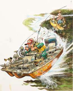 Jack Davis "High-Tech Fishing Heresy" Painting Original Art (undated). You can see the MAD humor - | Heritage