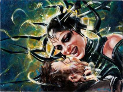 Olivia (Olivia De Berardinis) - Cate Blanchett as Hela from Thor: Ragnarok Painting Original Art (Marvel, 2017)....