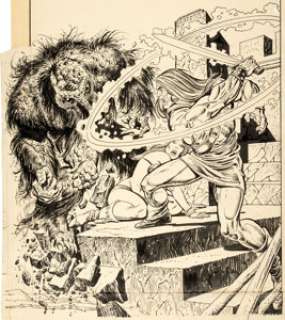 Gil Kane and Ernie Chan Fear #19 Cover Man-Thing Original Art (Marvel, 1973)....