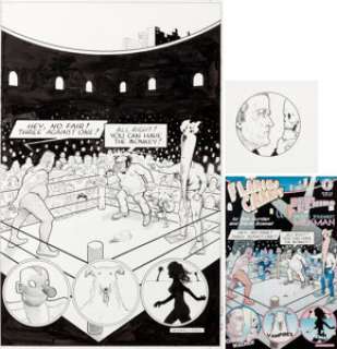 Bob Burden and David Boswell Flaming Carrot and Reid Fleming, World‘s Toughest Milkman Cover Original Art (Dark Ho...