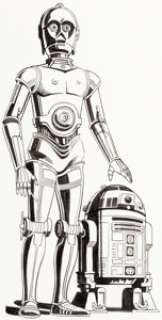  - Russ Manning Star Wars Sunday Comic Strip Title Block Illustration C3PO and R2D2 Original Art and Production Mater... (Total: 3 Items)