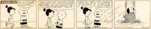 Charles Schulz Peanuts Daily Comic Strip Charlie Brown and Snoopy Original Art dated 11-3-55 (United Feature Syndi... | Heritage