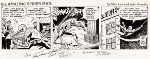  - John Romita Sr. and Stan Lee Amazing Spider-Man Daily Comic Strip Original Art dated 11-19-77 (Register and Tribun...