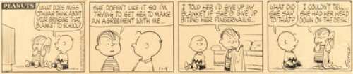 Charles Schulz Peanuts Daily Comic Strip Charlie Brown and Linus Original Art dated 1-4-62 (United Feature Syndica... | Heritage