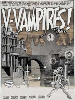 Wally Wood Three Dimensional EC Classics #1 "V-Vampires!" Splash Page 1 Original Art (EC, 1954).... | Heritage