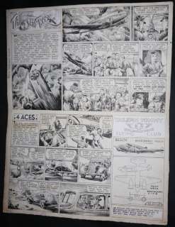 Hal Forrest - tailspin tommy #436 and 4 aces #101 2pc sunday strip art - 2/20/1938 signed